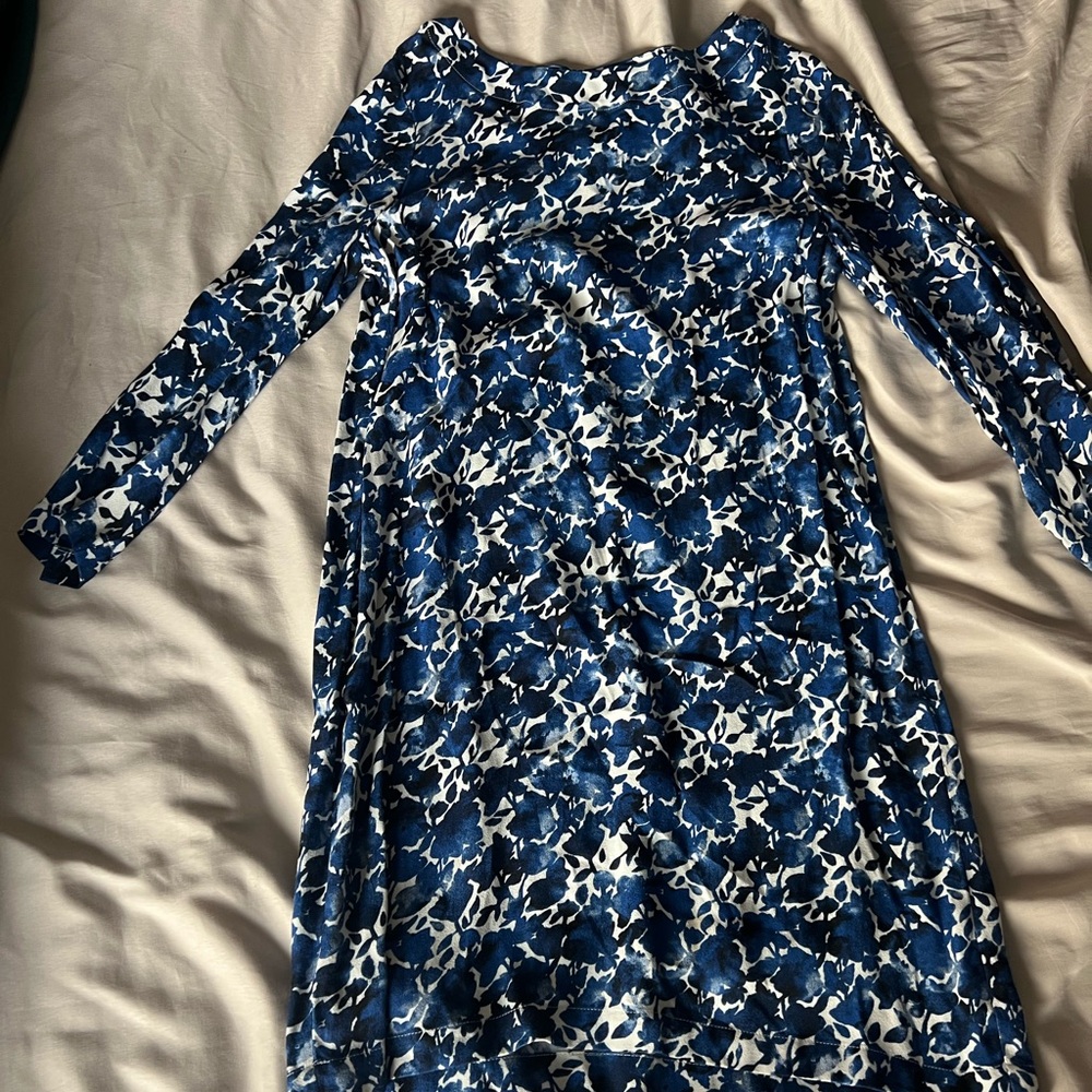 J Crew Elegant Blue and White Floral Dress